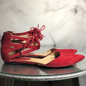 Amelia Grace Red Pointed Toe Ballet Flats